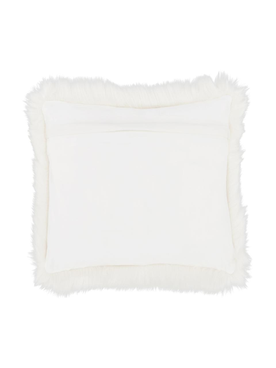 Poszewka na poduszkę ze sztucznego futra Mathilde, proste włosie, Kremowy, S 40 x D 40 cm