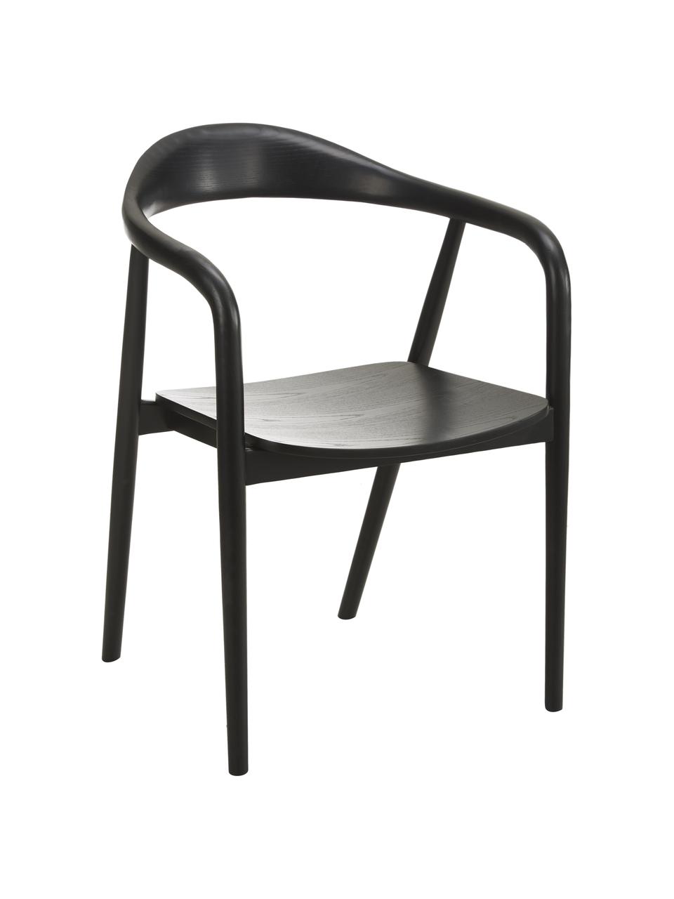 Krzesło z podłokietnikami z drewna Angelina, Drewno jesionowe lakierowane z certyfikatem FSC
Sklejka lakierowana z certyfikatem FSC, Czarny, S 57 x W 80 cm
