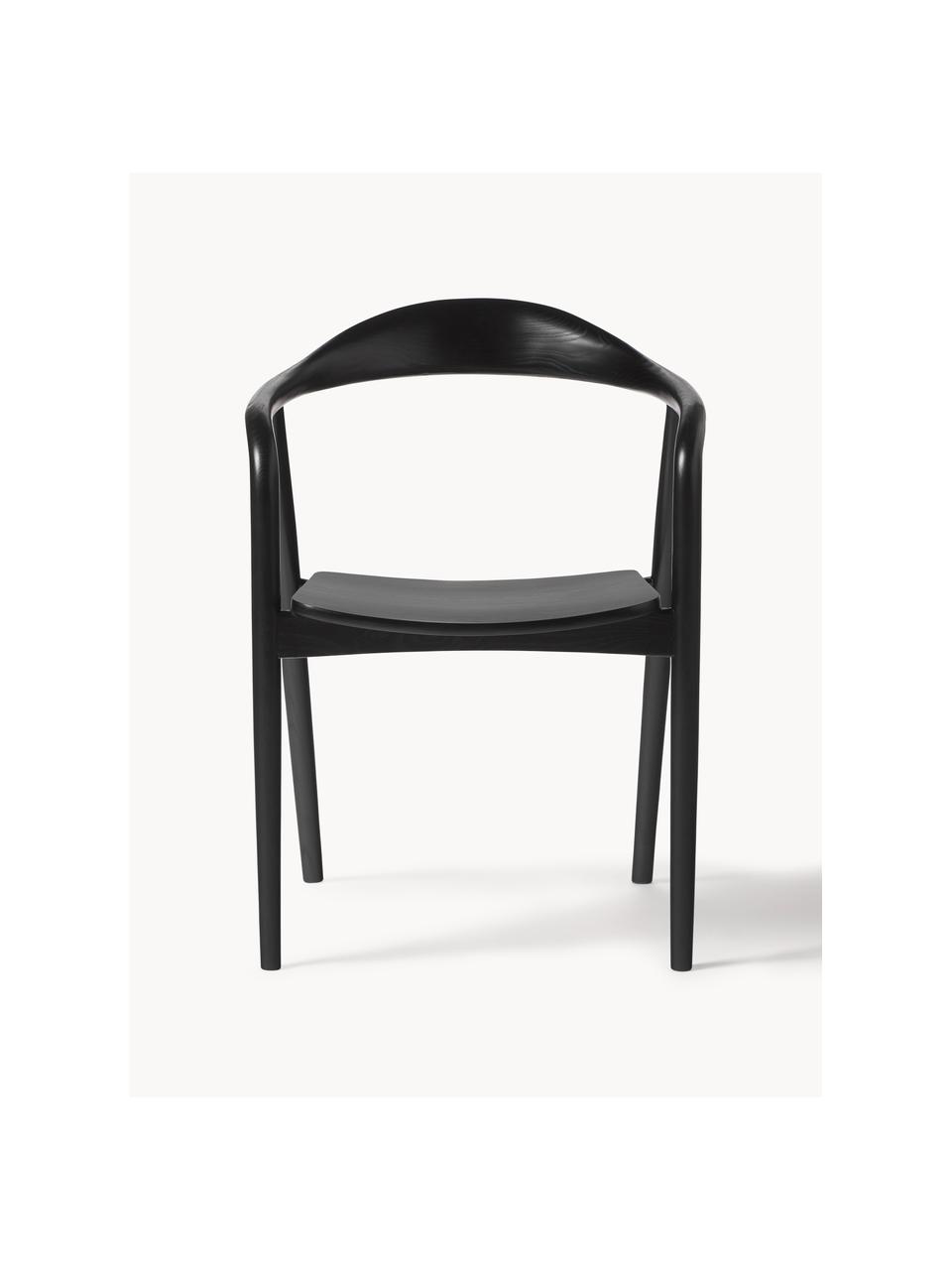 Silla con reposabrazos de madera Angelina, Madera de fresno lacada Contrachapado pintado 

Este producto está hecho de madera de origen sostenible y con certificación FSC®., Negro, An 57 x Al 80 cm