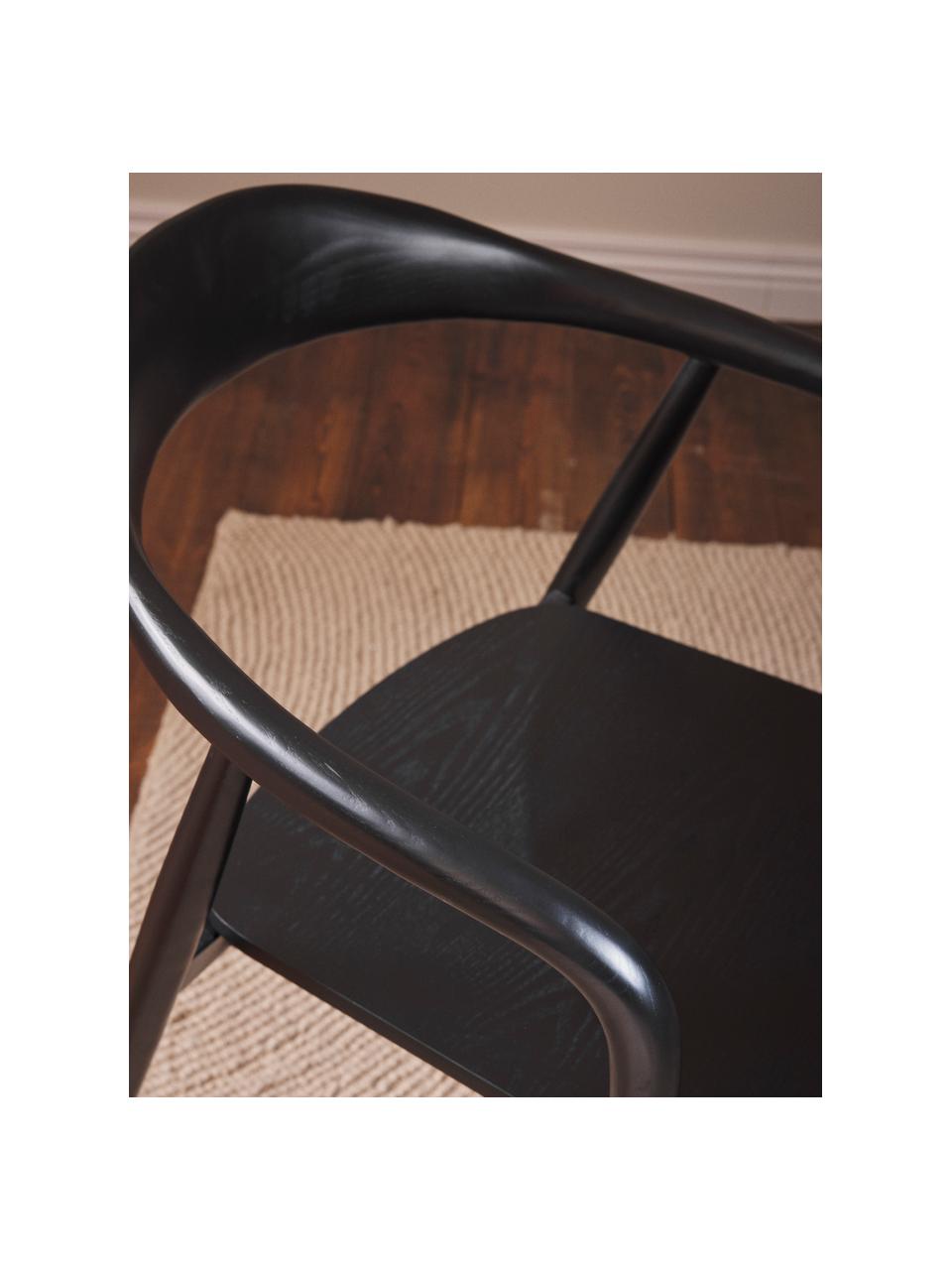 Drevená stolička s opierkami Angelina, Lakované jaseňové drevo
 Lakovaná preglejka

Tento produkt je vyrobený z dreva s certifikátom FSC®, ktoré pochádza z udržateľných zdrojovrtifikátom, Čierna, Š 57 x V 80 cm