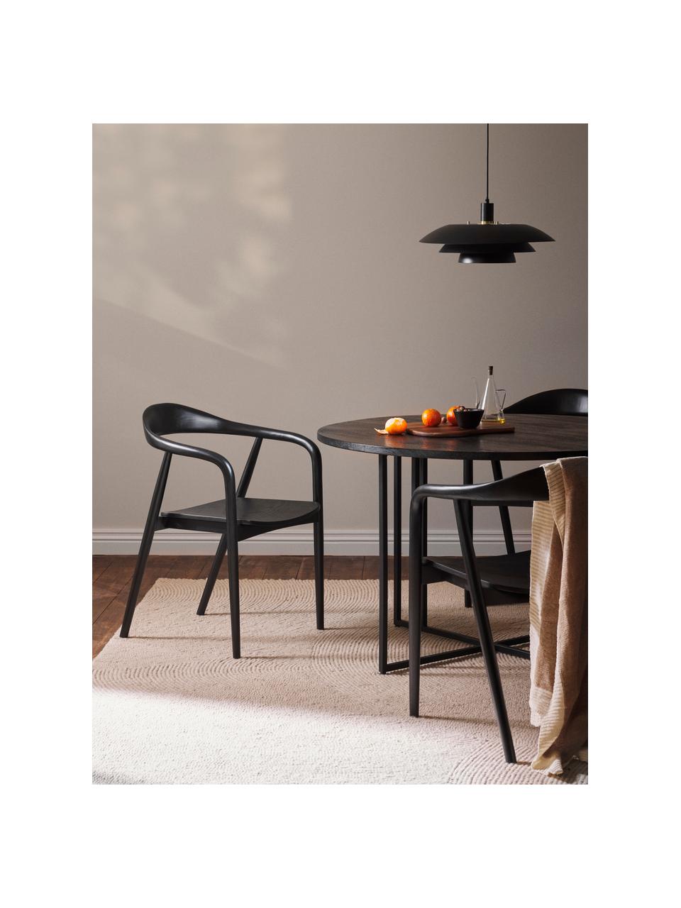 Krzesło z drewna z podłokietnikami Angelina, Drewno jesionowe lakierowane, sklejka lakierowana

Ten produkt jest wykonany z drewna pochodzącego ze zrównoważonych upraw, które posiada certyfikat FSC®., Czarny, S 57 x W 80 cm
