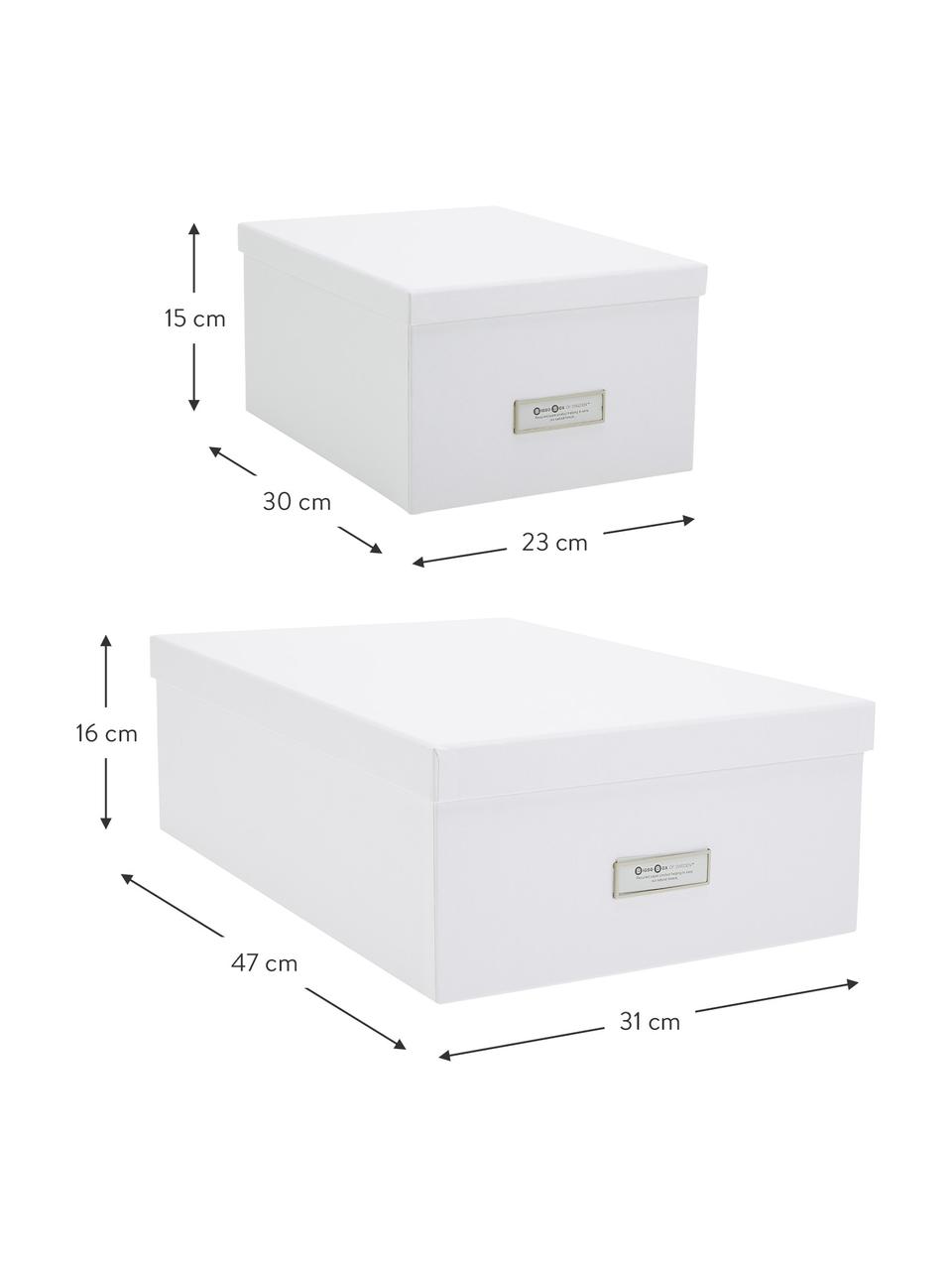 Boîte de rangement Inge, 3 élém., Blanc, Lot de différentes tailles