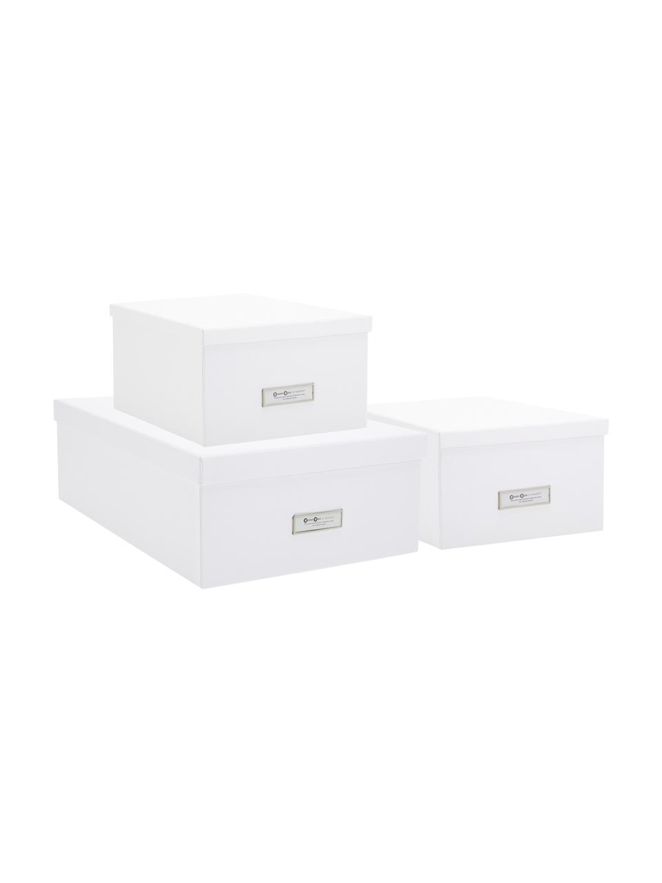 Set de cajas Inge, 3 pzas., Caja: cartón laminado, Blanco, Set de diferentes tamaños