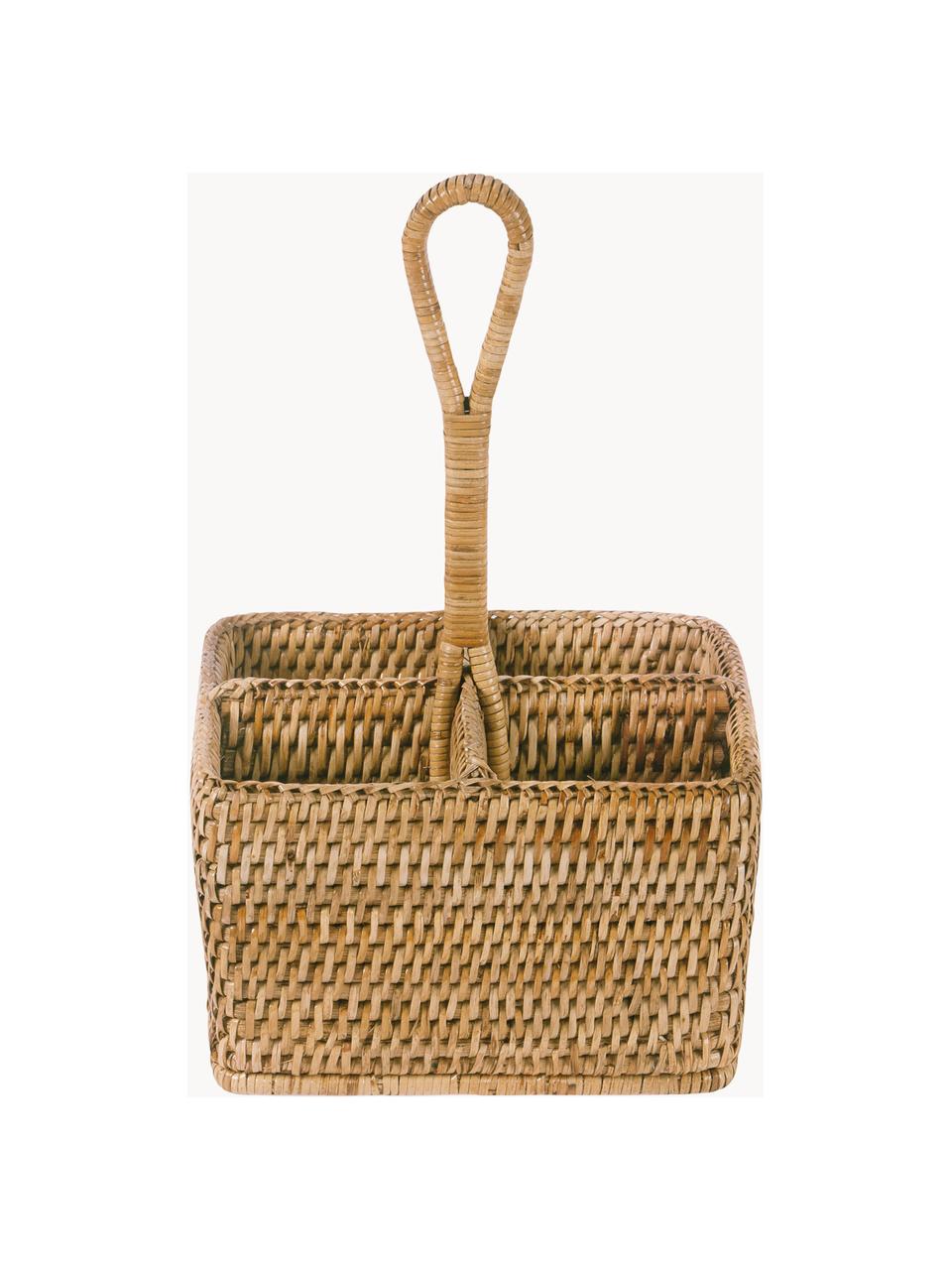 Ręcznie wykonany pojemnik na sztućce z rattanu Güle, Rattan, Beżowy, S 20 x W 32 cm