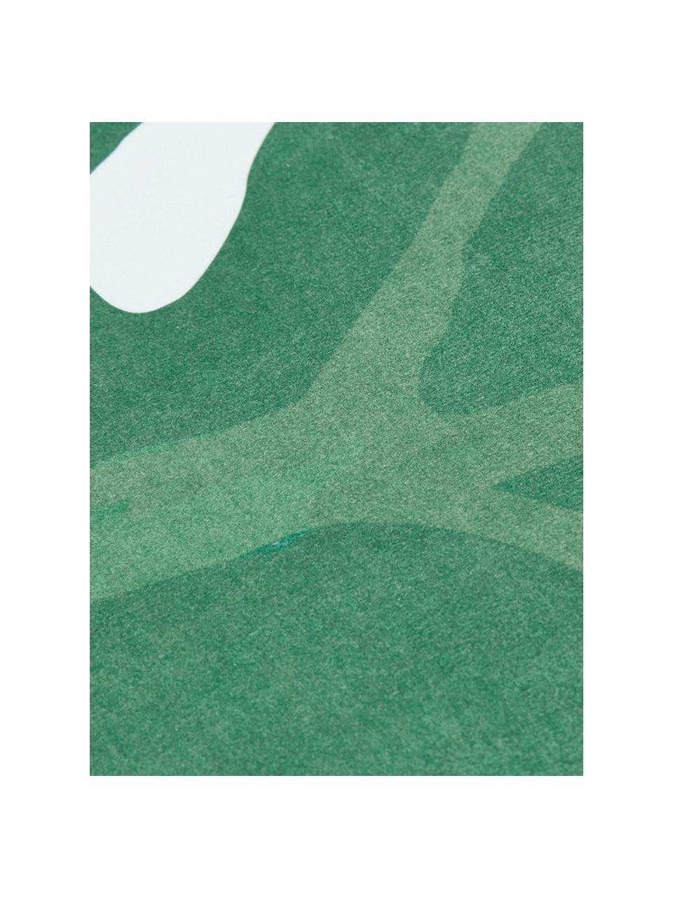 Toalla de playa Leaves, 55% poliéster, 45% algodón
Gramaje ligero 340 g/m², Verde, blanco, An 139 x L 150 cm
