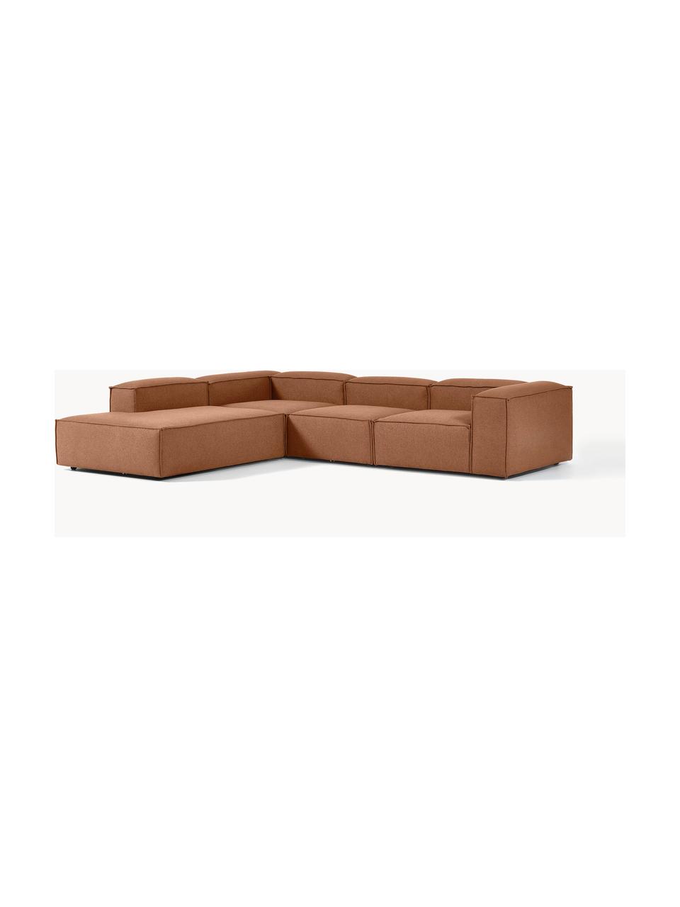 Modulares XL-Ecksofa Lennon, Bezug: 100 % Polyester Der strap, Gestell: Massives Kiefernhol, Sper, Webstoff Nougat, B 329 x T 269 cm, Eckteil links