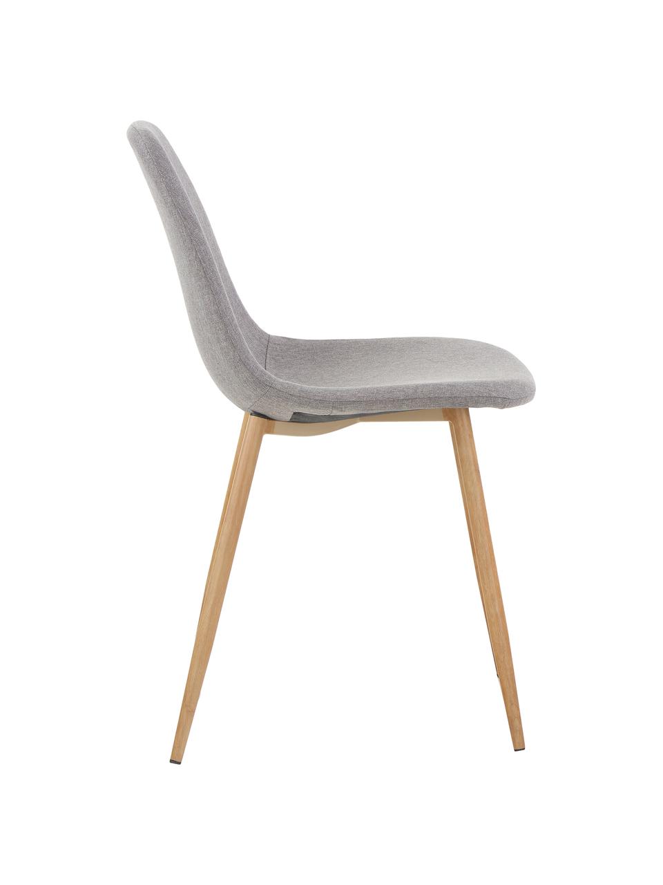 Gestoffeerde stoelen Wilma, 2 stuks, Poten: metaal met eiken decorati, Bekleding: polyester, Poten: eiken Bekleding: lichtgrijs, 45 x 84 cm