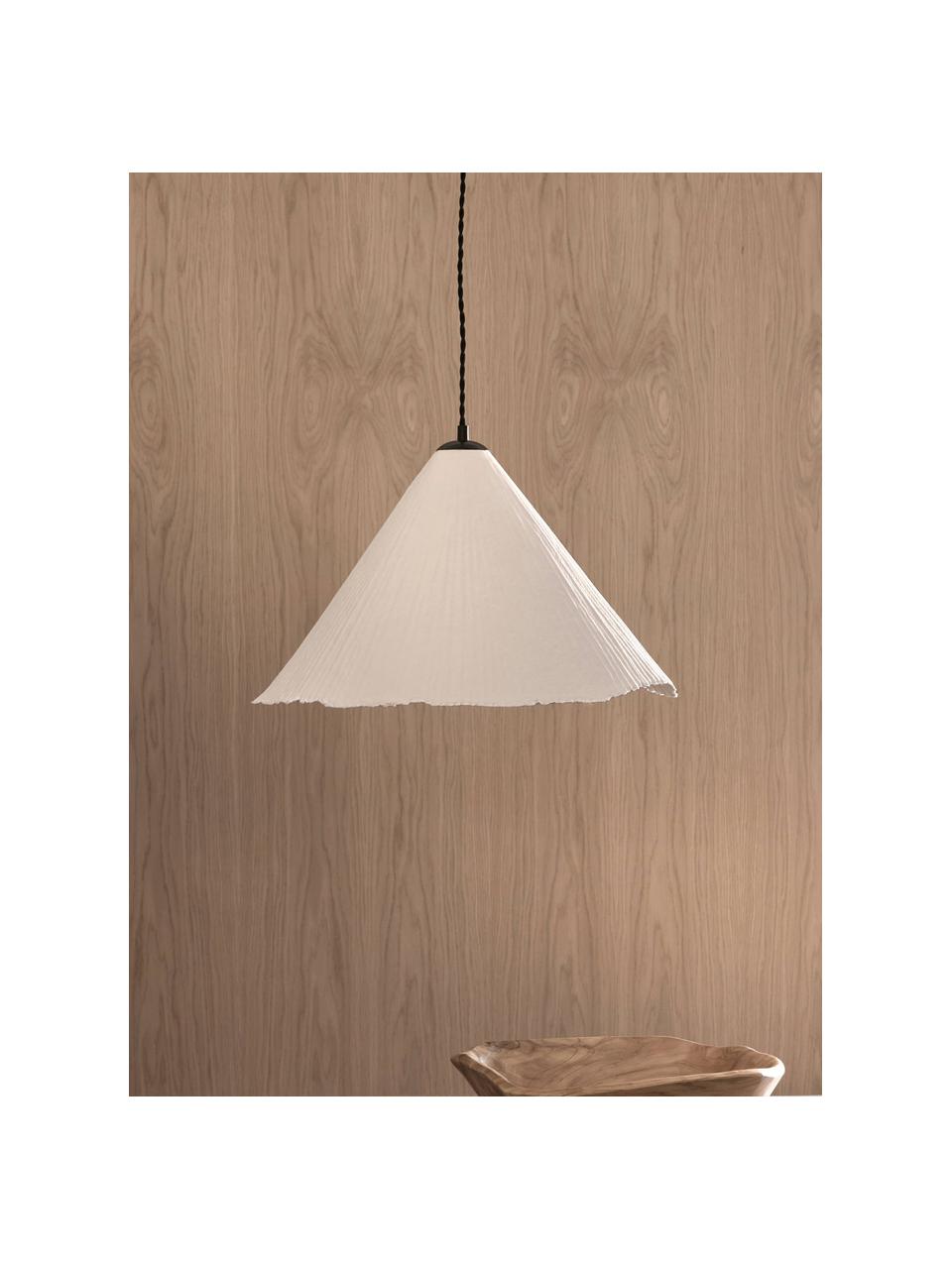 Handgemaakte hanglamp Alma, Lampenkap: papierstof, Wit, Ø 50 x H 32 cm