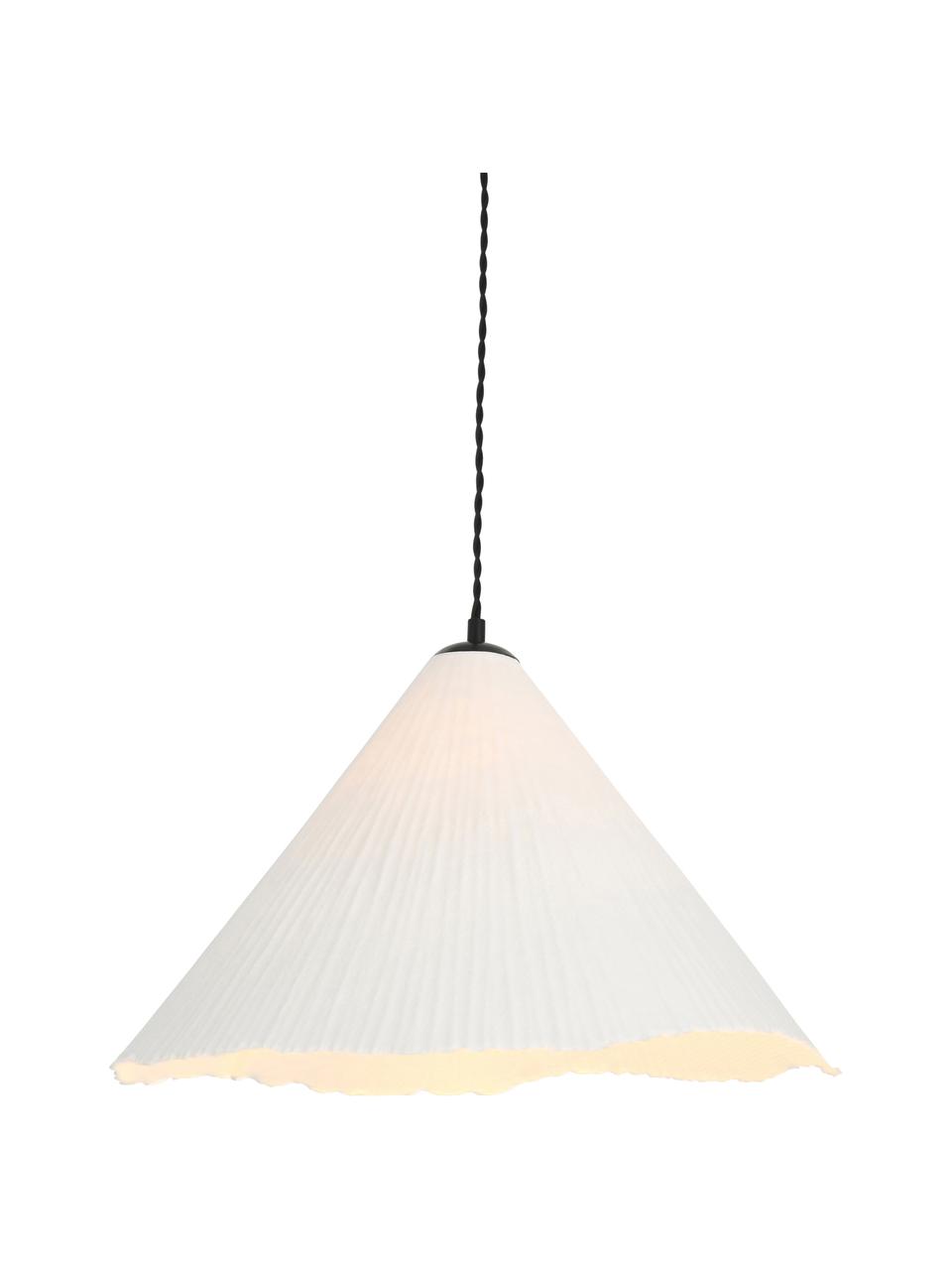 Handgemaakte hanglamp Alma, Lampenkap: papierstof, Wit, Ø 50 x H 32 cm