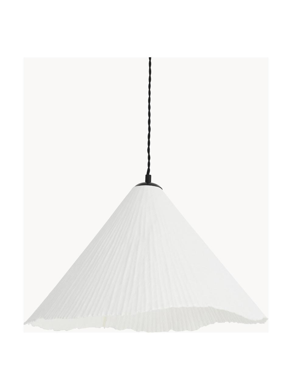 Handgemaakte hanglamp Alma, Lampenkap: papierstof, Wit, Ø 50 x H 32 cm