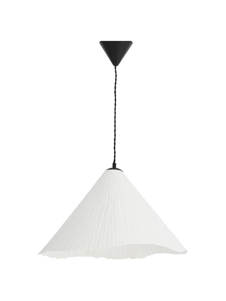 Handgemaakte hanglamp Alma, Lampenkap: papierstof, Wit, Ø 50 x H 32 cm