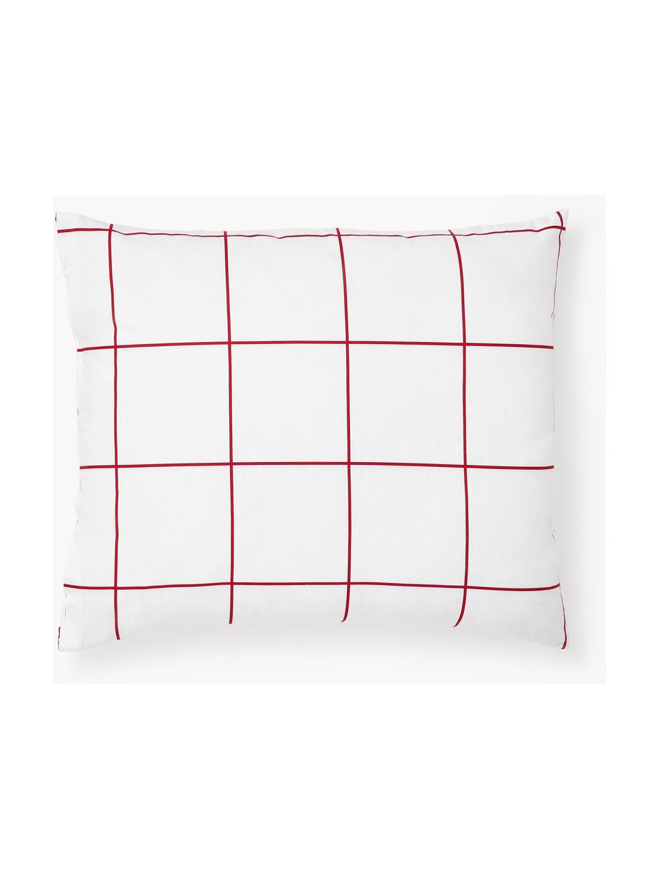 Dwustronna poszewka na poduszkę z flaneli Vince, Biały, czerwony, S 70 x D 80 cm
