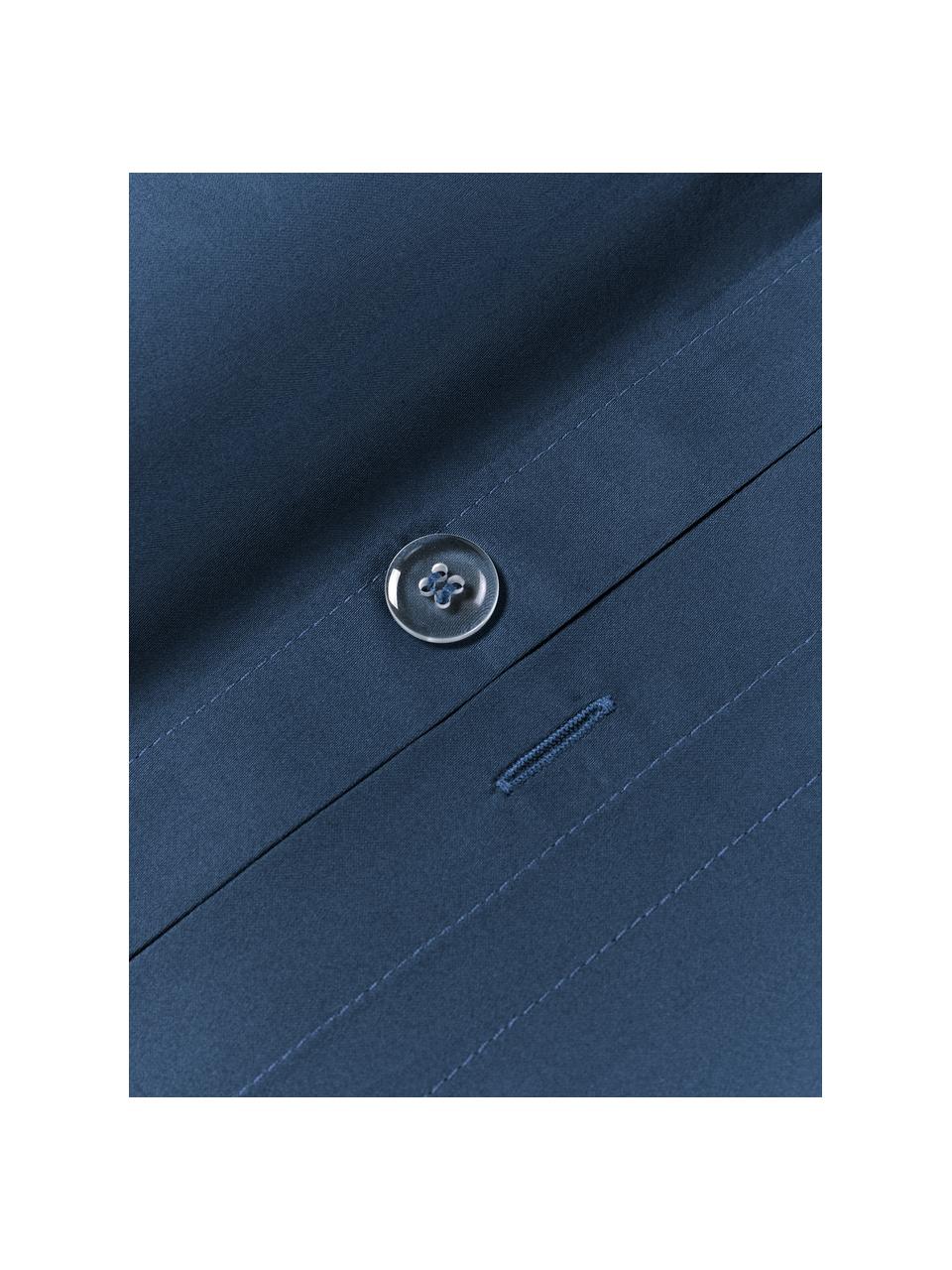 Funda nórdica de satén Premium, Azul oscuro, Cama 90 cm (155 x 220 cm)