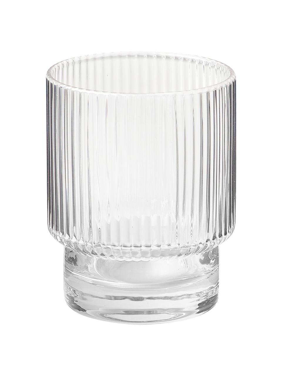 Carafe et verres à relief rainuré Minna, 5 élém., Verre, soufflé bouche, Transparent, Ø 10 x haut. 25 cm