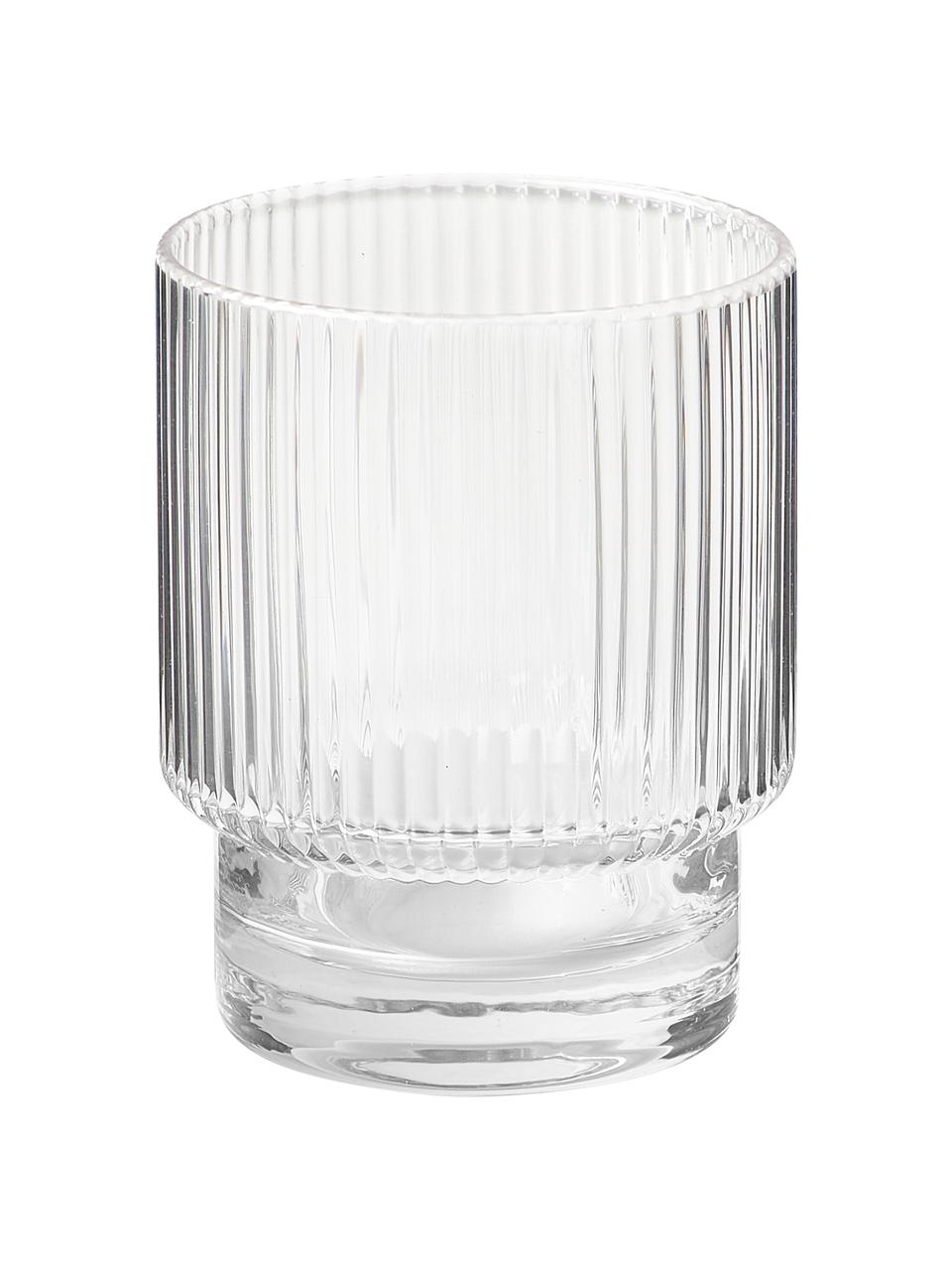 Handgemaakte drinkset Minna met gegroefd reliëf, 5 delig., Mondgeblazen glas, Transparant, Ø 10 x H 25 cm
