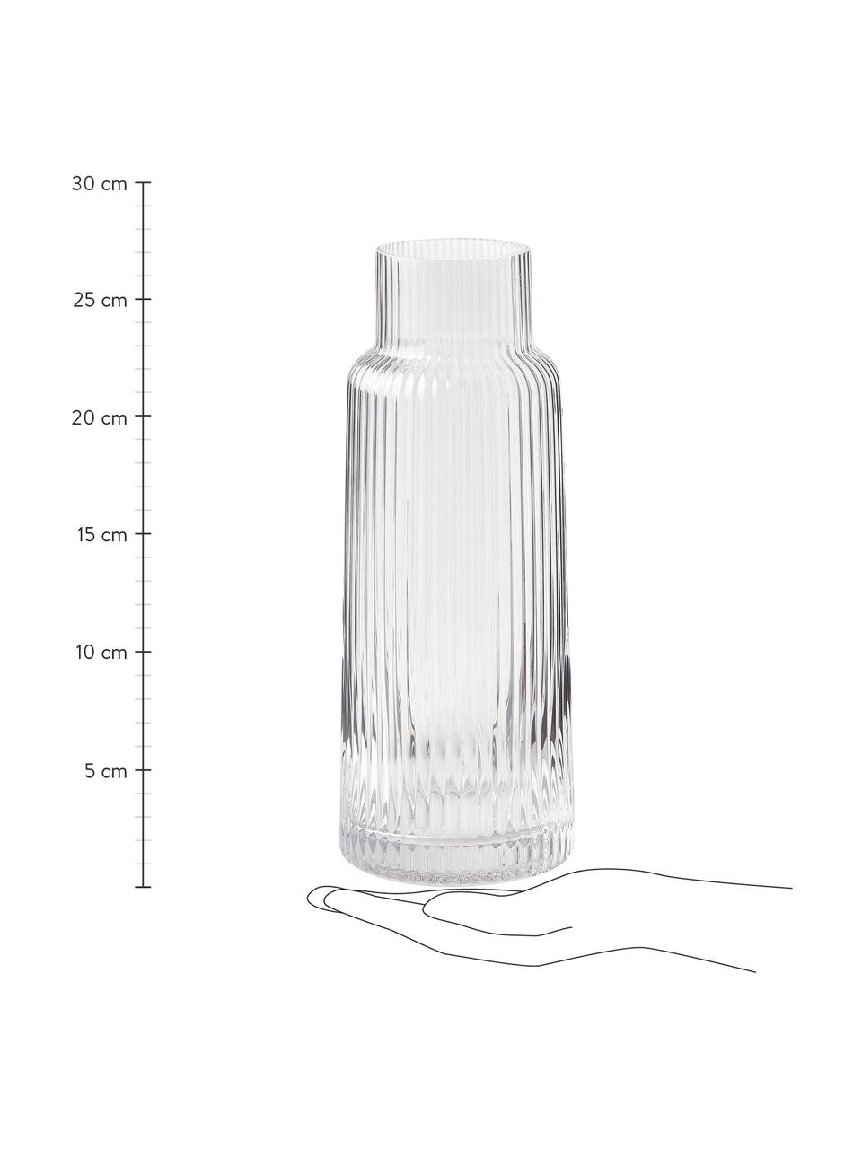 Handgefertigtes Trink-Set Minna mit Rillenrelief, 5-tlg., Glas, mundgeblasen, Transparent, Ø 10 x H 25 cm