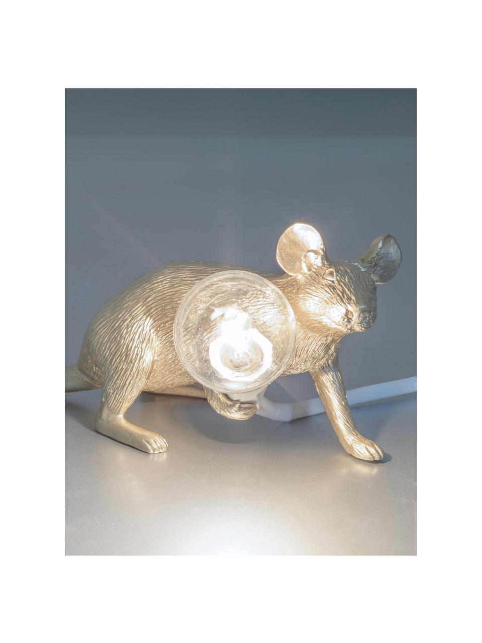 Design tafellamp Mouse, Kunsthars, Goudkleurig, 21 x 8 cm