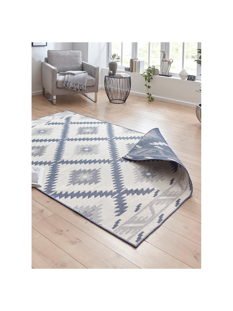 Tapis d'extérieur bleu Malibu, Bleu, crème