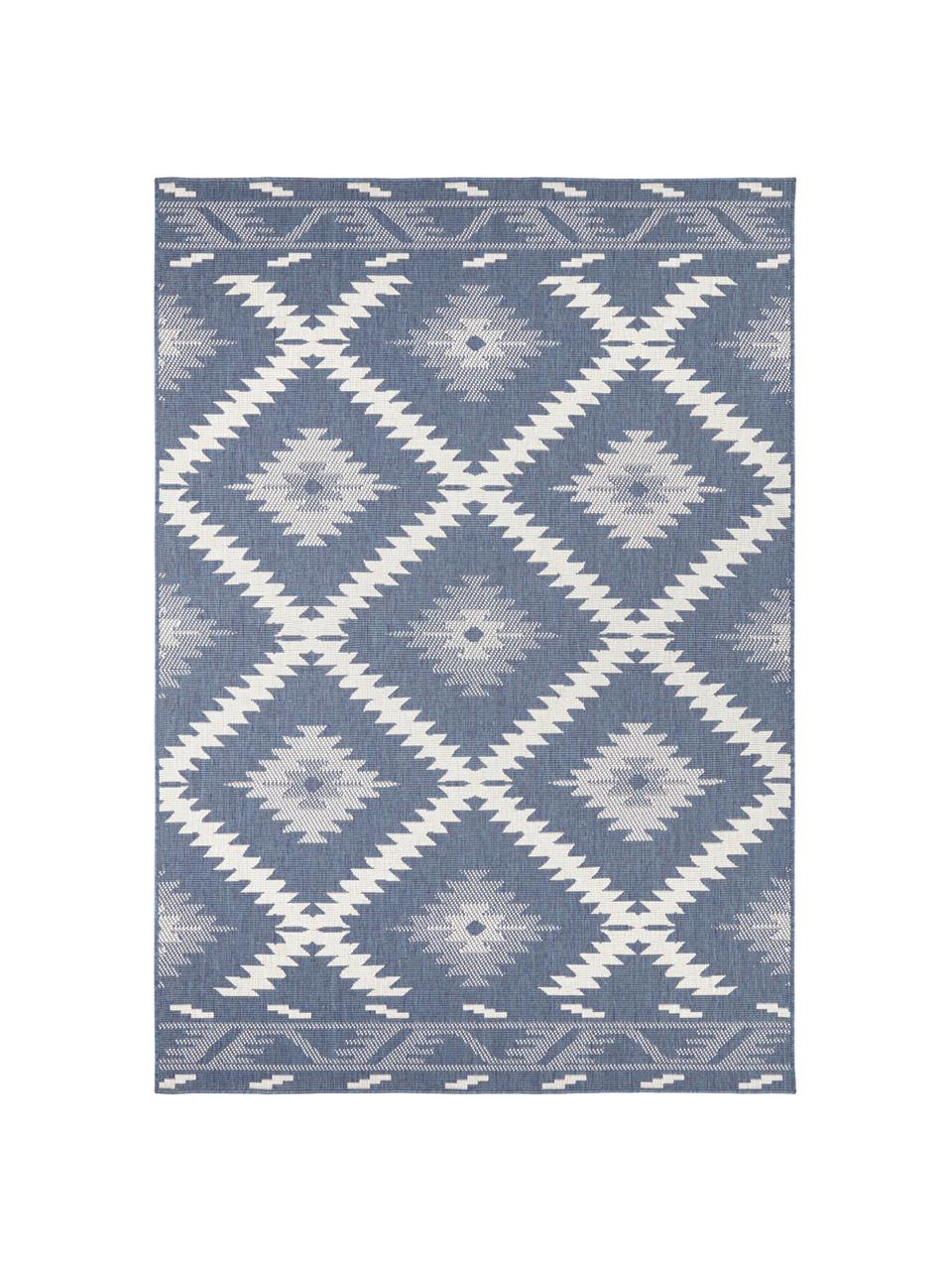 Dwustronny dywan wewnętrzny/zewnętrzny Malibu, Niebieski, kremowy, 200 x 290 cm (Rozmiar L)