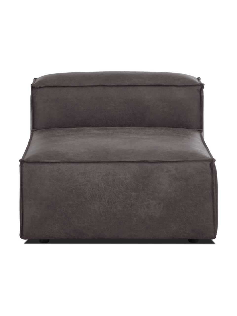 Módulo central sofá de cuero reciclado Lennon, Tapizado: cuero reciclado (70% cuer, Estructura: madera de pino maciza, ma, Patas: plástico Las patas están , Cuero marrón grisaceo, An 89 x F 119 cm