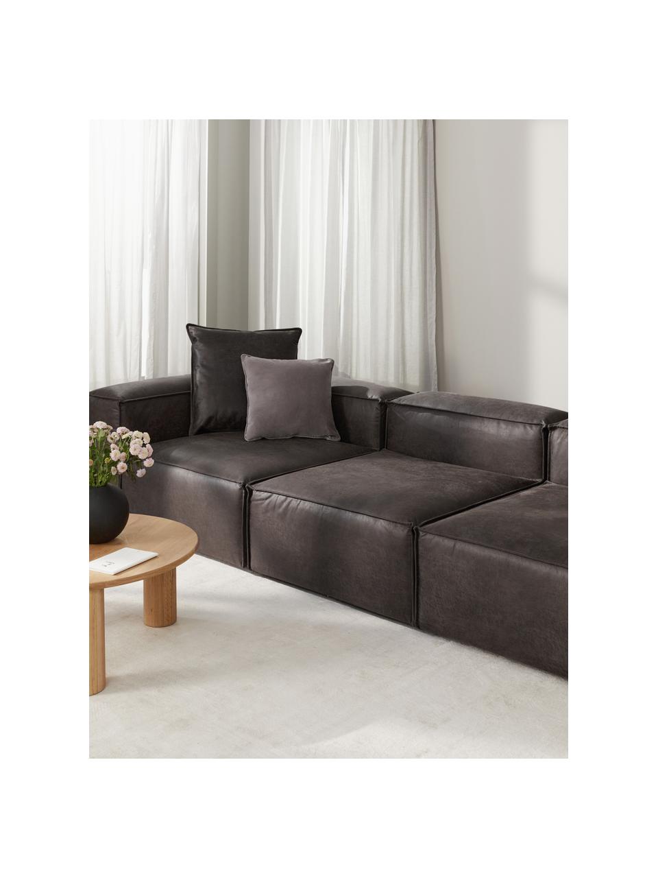 Módulo central sofá de cuero reciclado Lennon, Tapizado: cuero reciclado (70% cuer, Estructura: madera maciza, madera con, Patas: plástico Este producto es, Cuero gris pardo, An 89 x F 119 cm