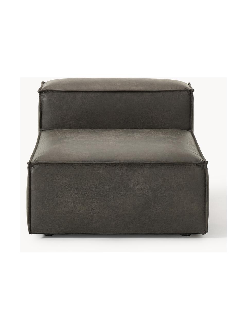 Middelste module Lennon van gerecycled leer, Bekleding: gerecycled leer (70% leer, Frame: massief hout, multiplex, Poten: kunststof Dit product is , Leer taupe, B 89 x D 119 cm