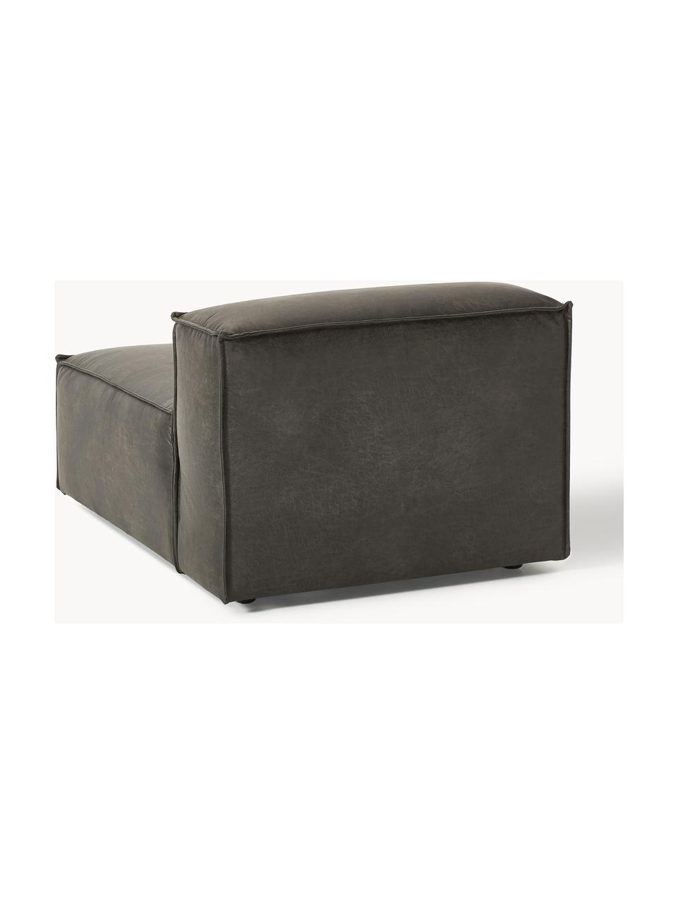 Mittelmodul Lennon aus recyceltem Leder, Bezug: Recyceltes Leder (70 % Le, Gestell: Massives Holz, Sperrholz, Füße: Kunststoff Dieses Produkt, Leder Taupe, B 89 x T 119 cm