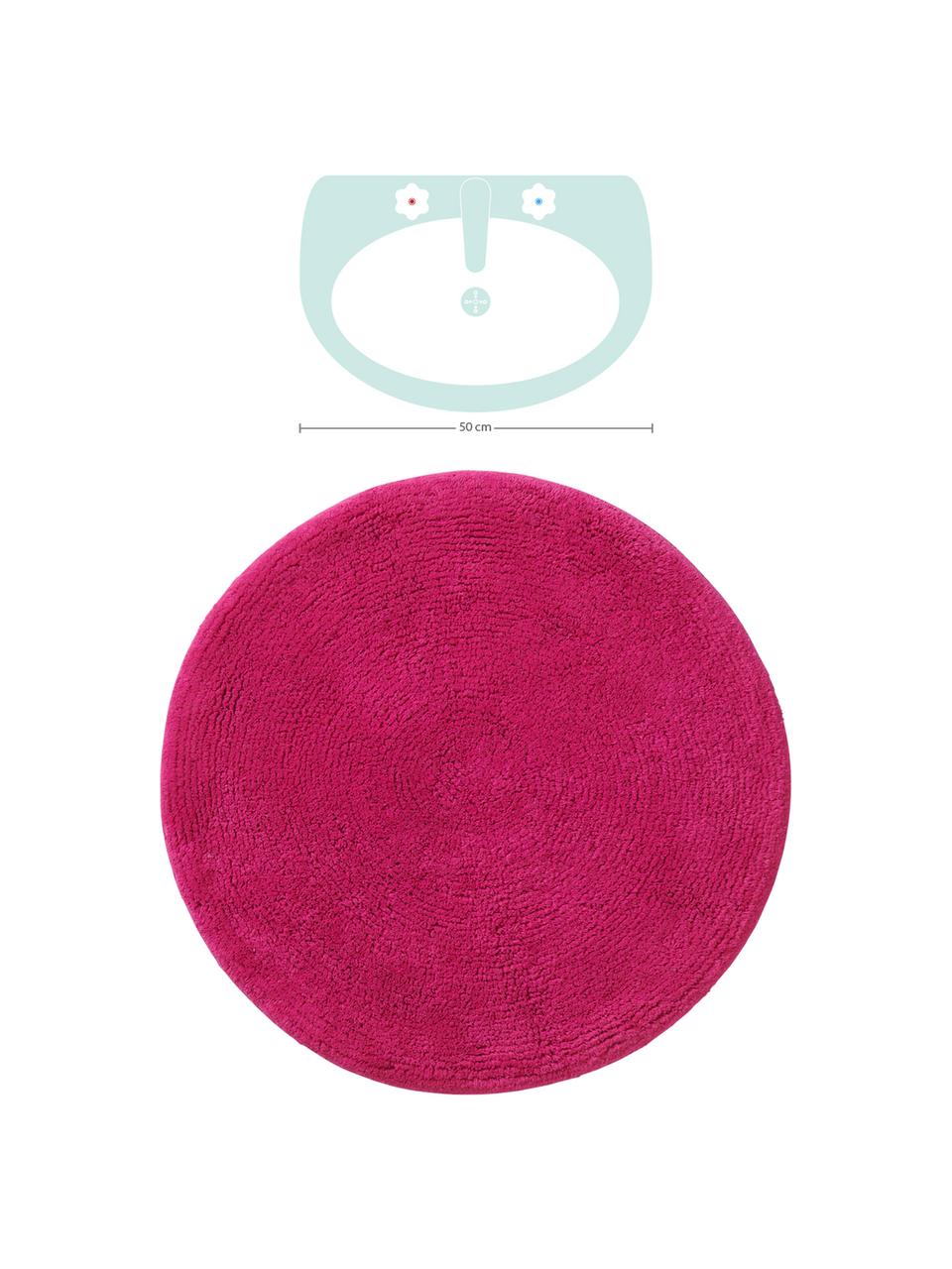 Okrągły dywanik łazienkowy Emma, 100% bawełna, Różowy, Ø 90 cm
