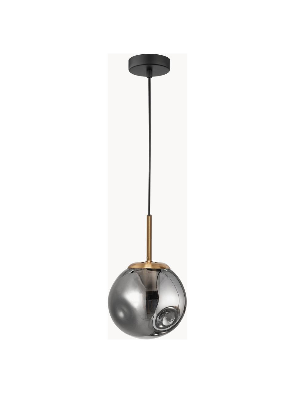 Petite suspension boule en verre Spada, Gris, doré, Ø 15 x haut. 28 cm