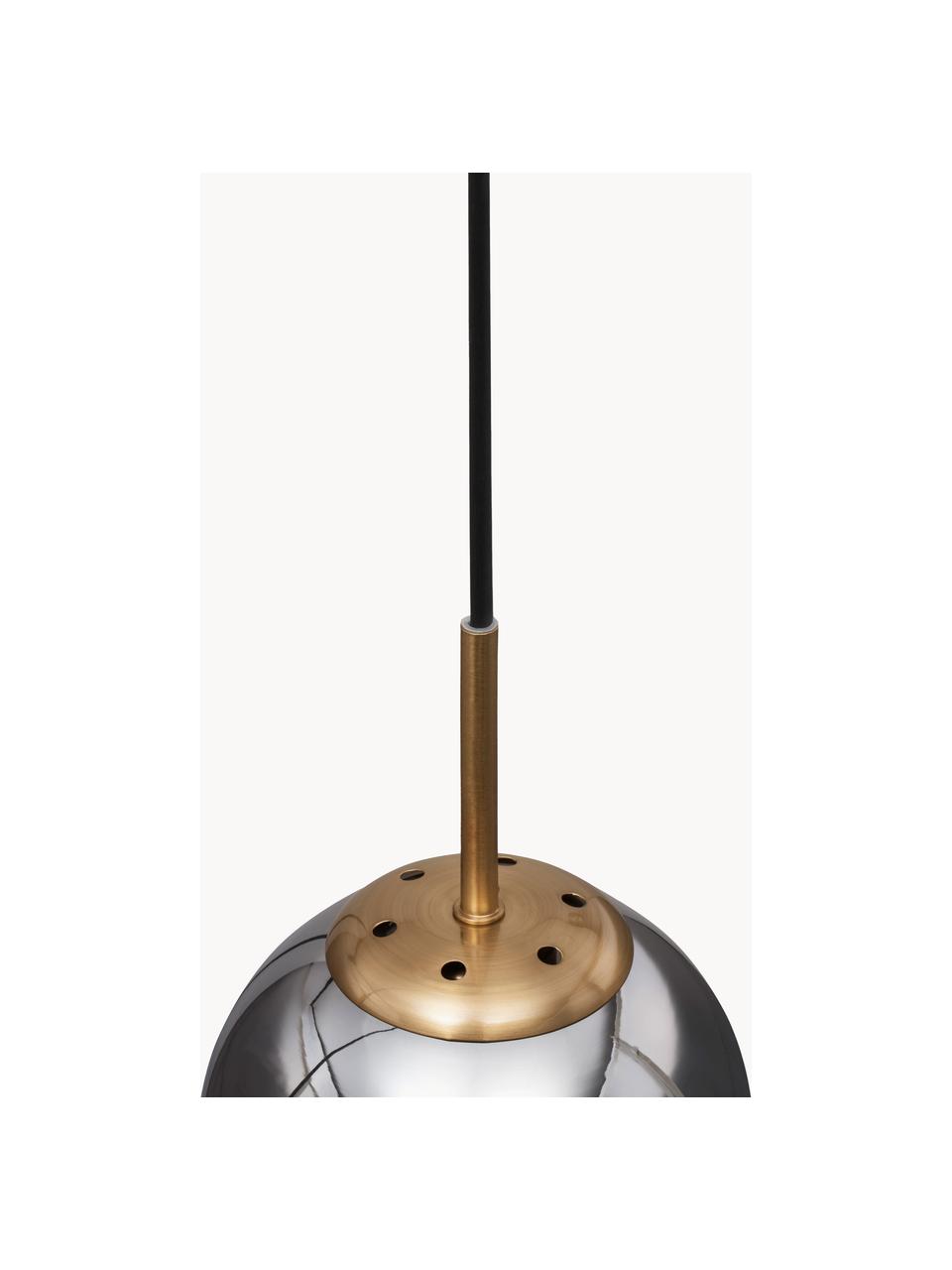 Kleine hanglamp Spada van glas, Lampenkap: glas, Grijs, goudkleurig, Ø 15 x H 28 cm