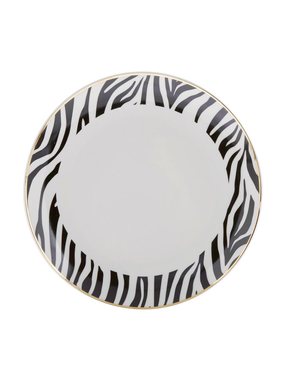 Dessertbordenset Wild Jungle, 4-delig, Porselein, Wit met zwarte vlekken, Ø 19 cm