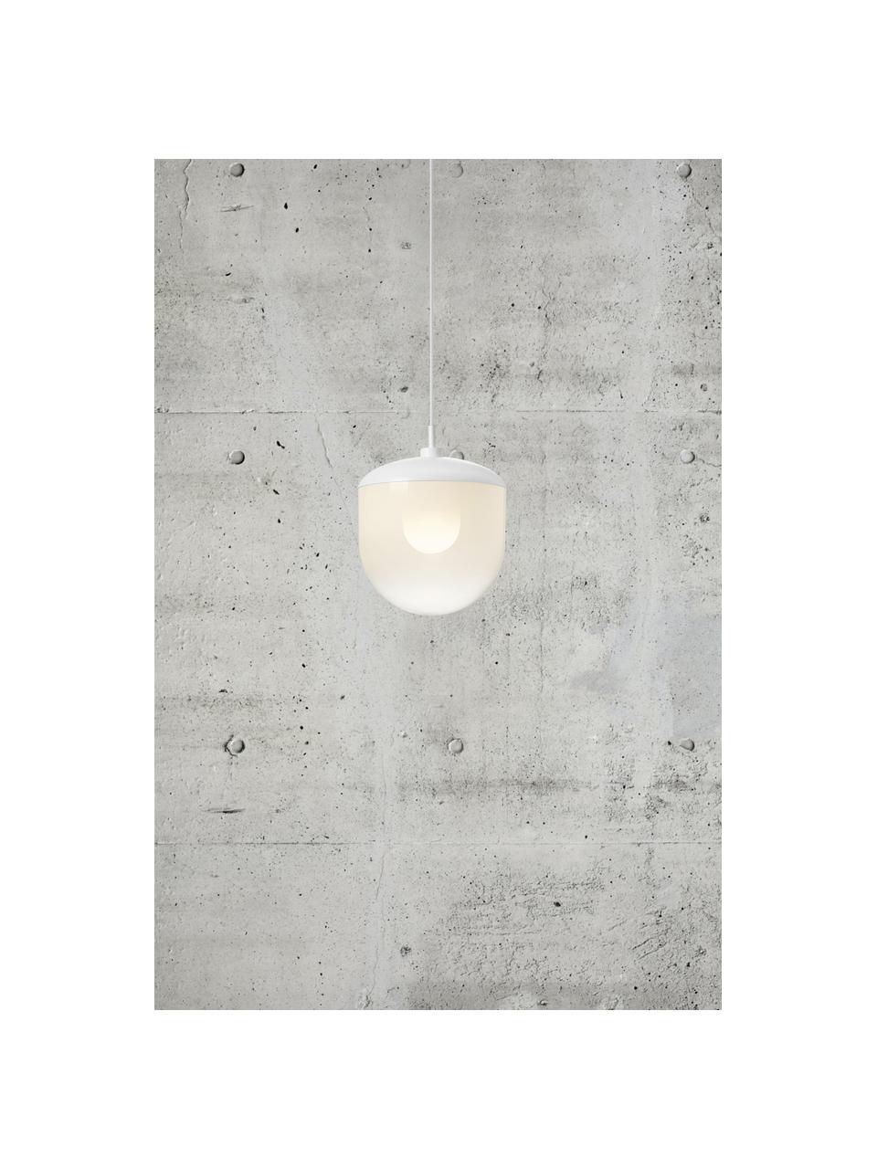 Kleine hanglamp Magia van glas, Lampenkap: glas, Baldakijn: gecoat metaal, Wit, Ø 25 x H 32 cm
