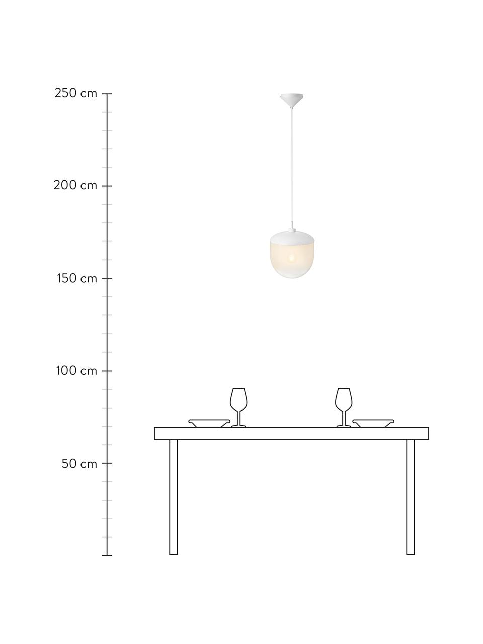 Kleine hanglamp Magia van glas, Lampenkap: glas, Baldakijn: gecoat metaal, Wit, Ø 25 x H 32 cm