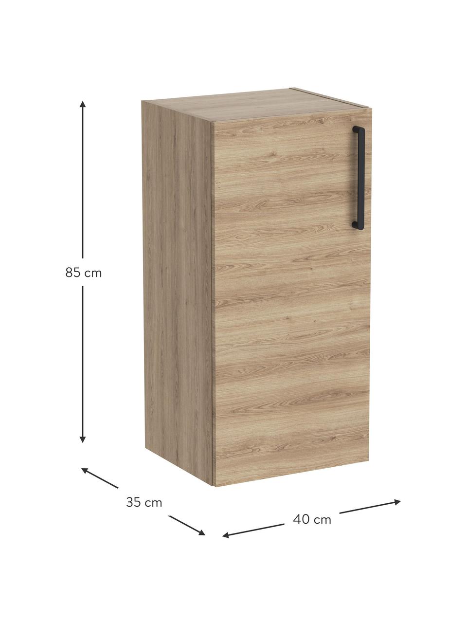 Koupelnová nástěnná skříňka Orna, š 40 cm, Hnědá, vzhled dřeva, Š 42 cm, V 85 cm