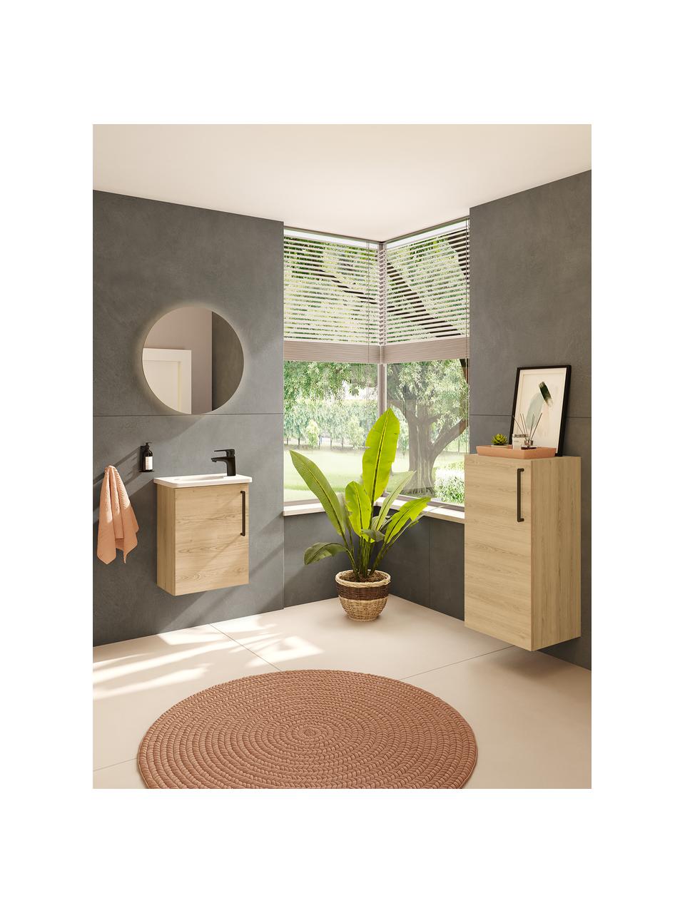 Koupelnová nástěnná skříňka Orna, Š 40 cm, levá, Hnědá, vzhled dřeva, Š 42 cm, V 85 cm