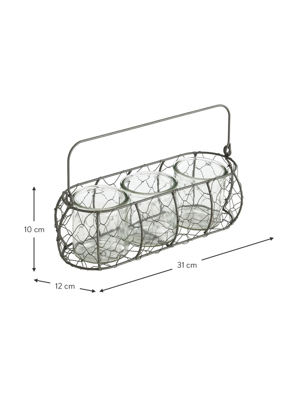 Komplet świeczników na podgrzewacze Letha, 4 elem., Transparentny, S 31 x W 10 cm