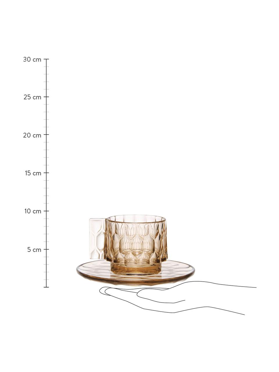 Tasses à café avec sous-tasses et surface texturée Jellies, 4 pièces, Plastique, Vert clair, transparent, Ø 6 x haut. 7 cm, 90 ml