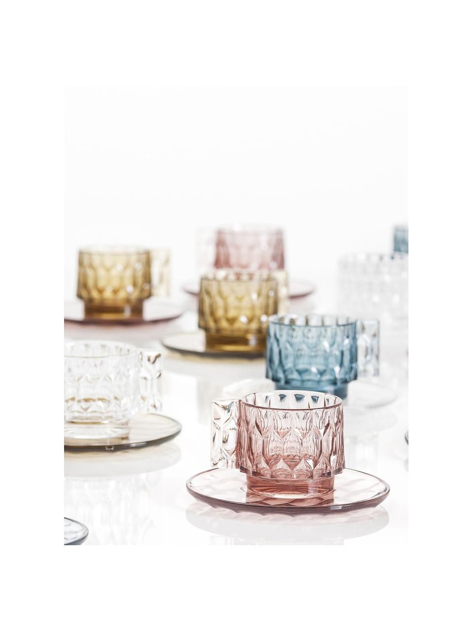 Tasses à café avec sous-tasses et surface texturée Jellies, 4 pièces, Plastique, Beige clair, Ø 6 x haut. 7 cm, 90 ml