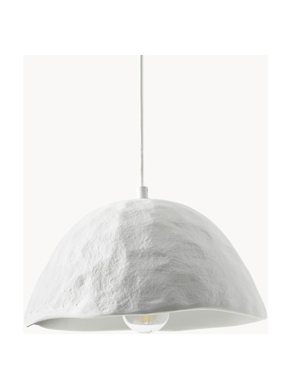 Hanglamp Selin van beton, Lampenkap: beton, Baldakijn: metaal, Wit, Ø 35 x H 30 cm