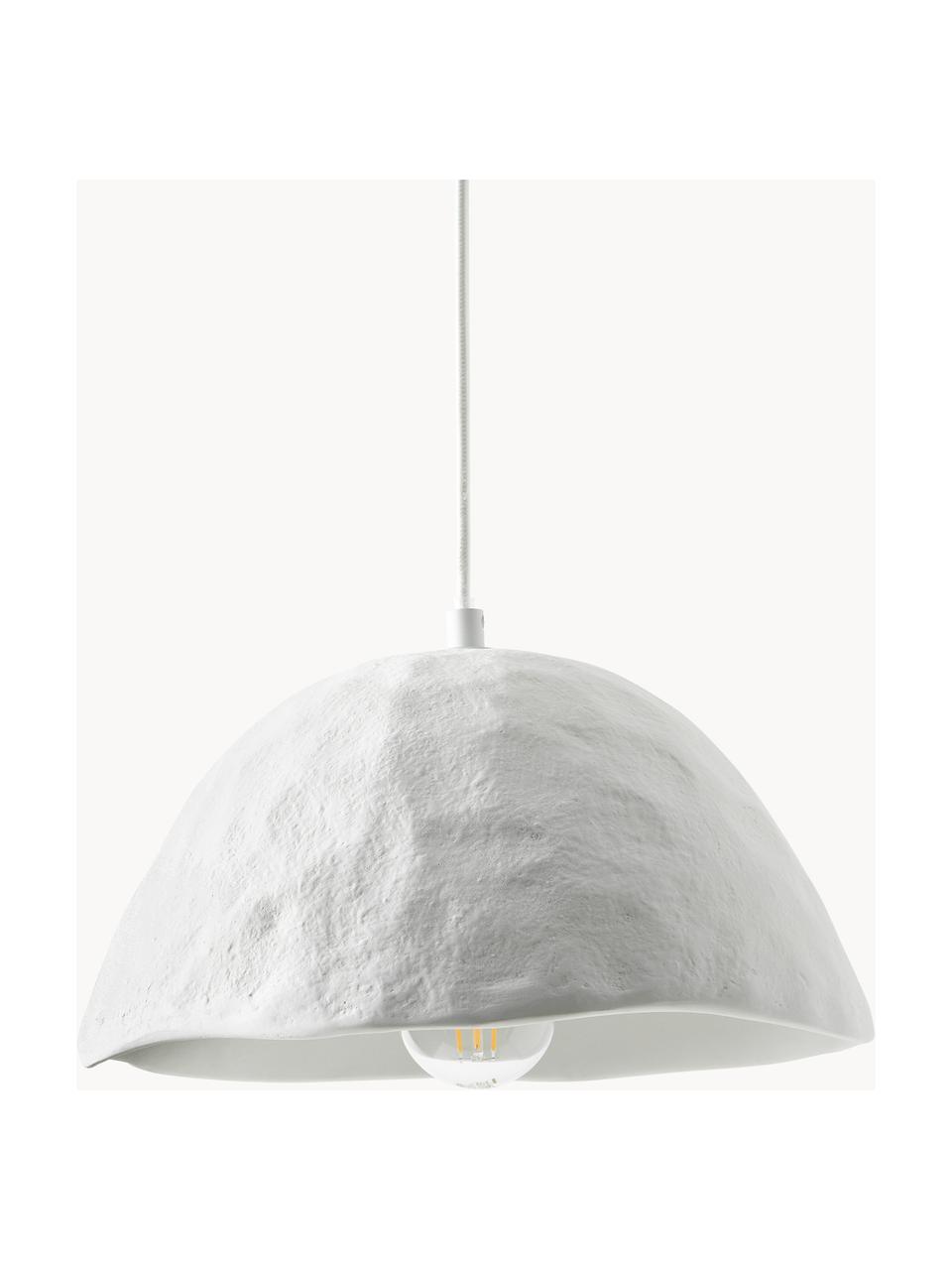 Lampa wisząca z betonu Selin, Stelaż: metal malowany proszkowo, Biały, Ø 35 x W 30 cm