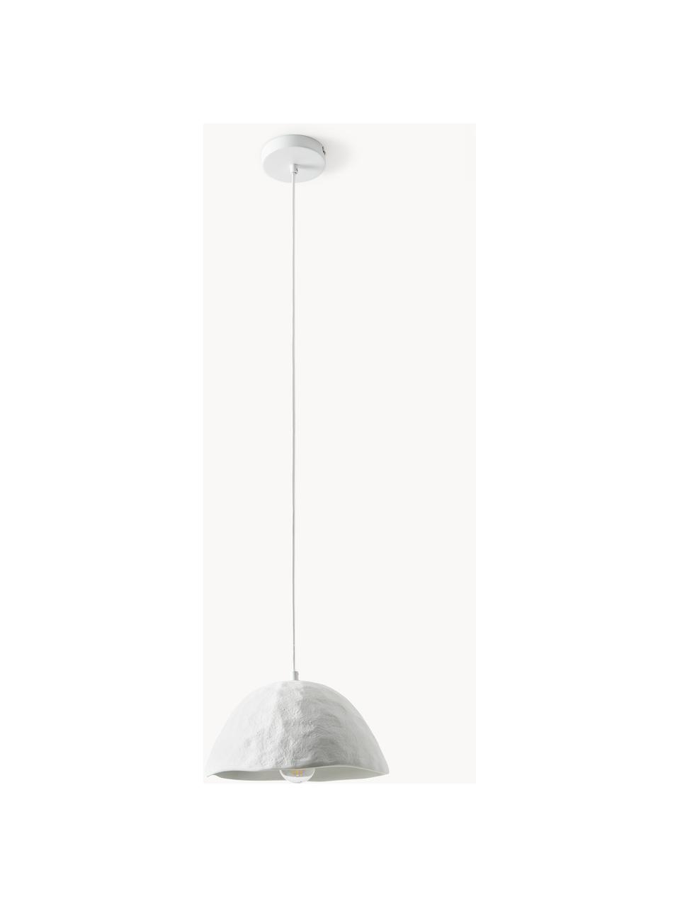 Hanglamp Selin van beton, Lampenkap: beton, Baldakijn: metaal, Wit, Ø 35 x H 30 cm