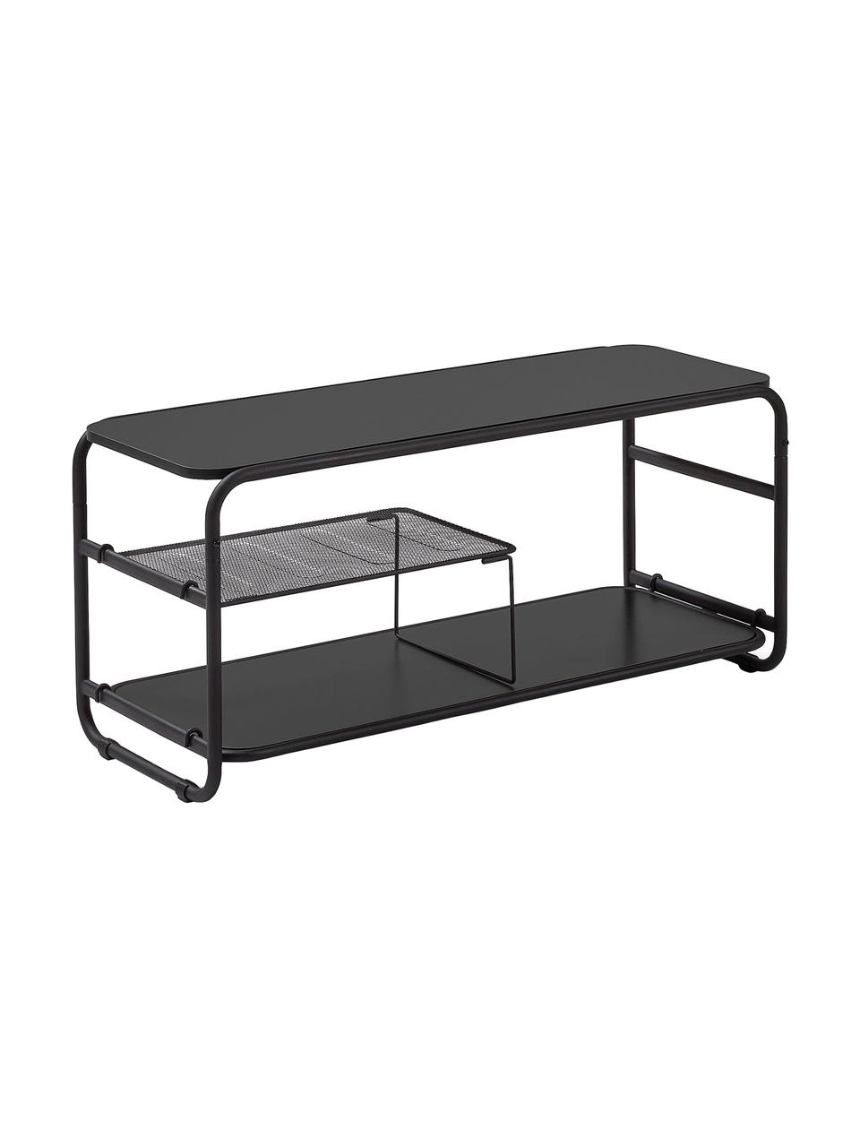 Schwarze TV-Konsole Academy aus Metall, Melamin, Metall, Schwarz, 98 x 46 cm