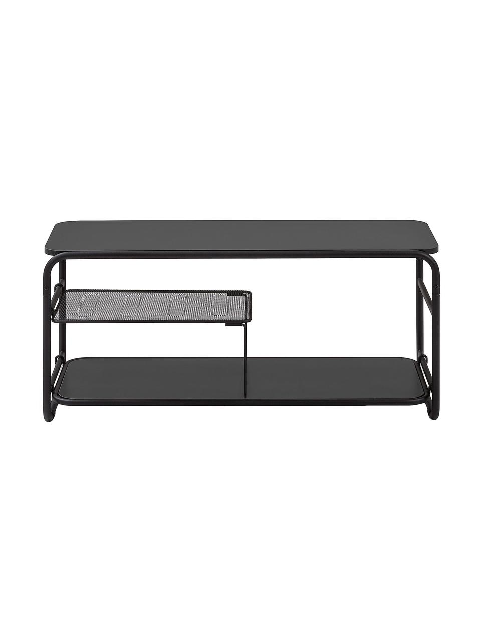 Schwarze TV-Konsole Academy aus Metall, Melamin, Metall, Schwarz, 98 x 46 cm