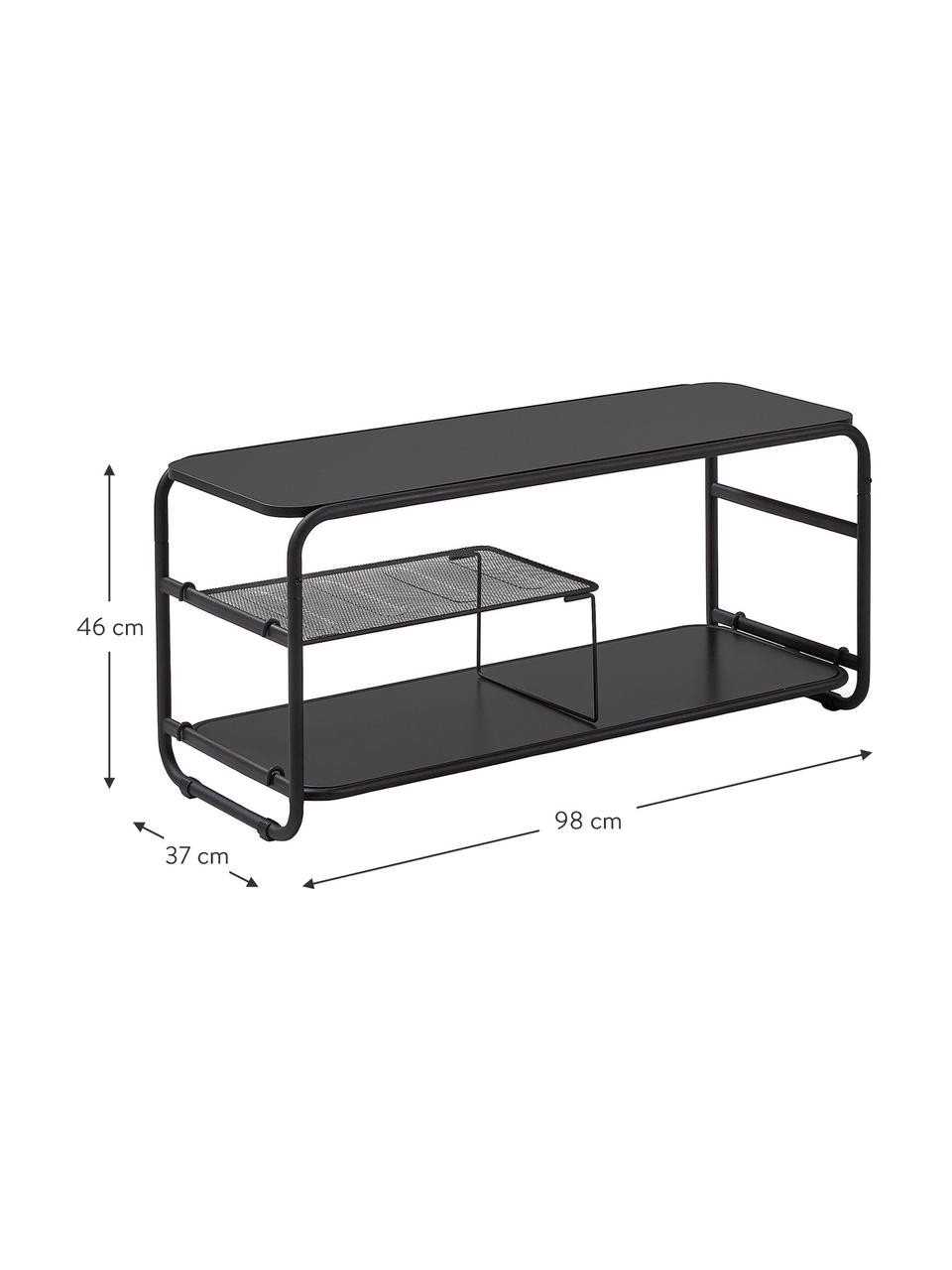 Schwarze TV-Konsole Academy aus Metall, Melamin, Metall, Schwarz, 98 x 46 cm