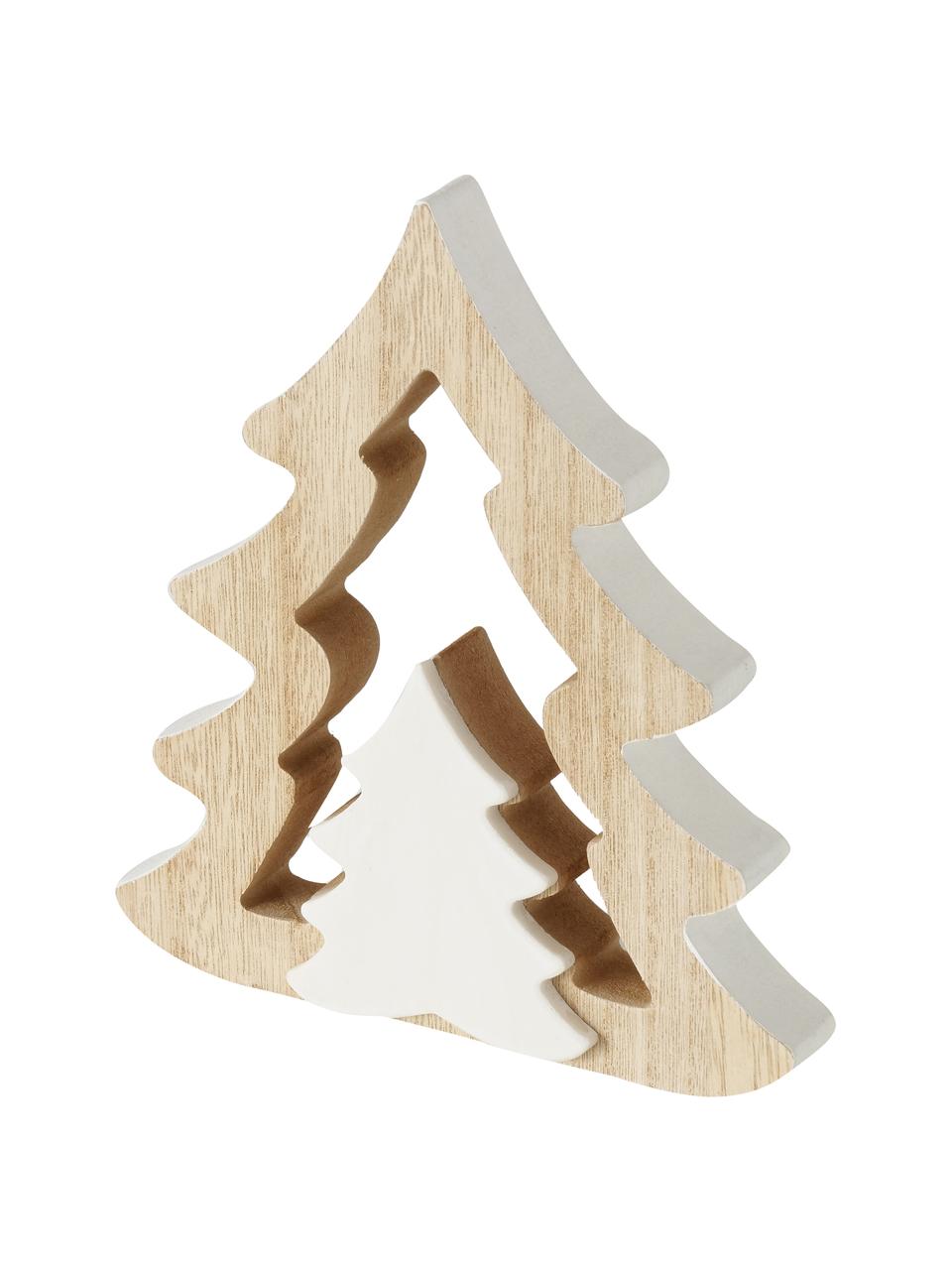 Décorations de Noël en bois Ilga, 2 élém., Bois, enduit, plastique, Bois, blanc, Lot de différentes tailles