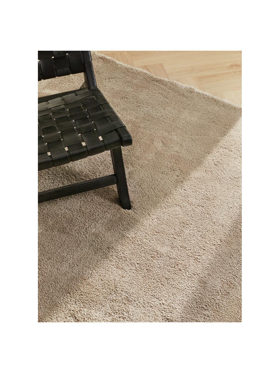 Načechraný koberec s vysokým vlasem Leighton, Béžovo-hnědá, Š 80 cm, D 150 cm (velikost XS)