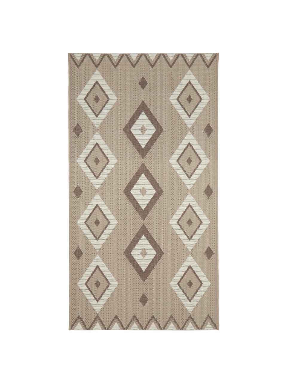 Alfombra de interior/exterior Nikita, estilo étnico, 86% polipropileno, 14% poliéster, Beige, blanco, An 80 x L 150 cm (Tamaño XS)