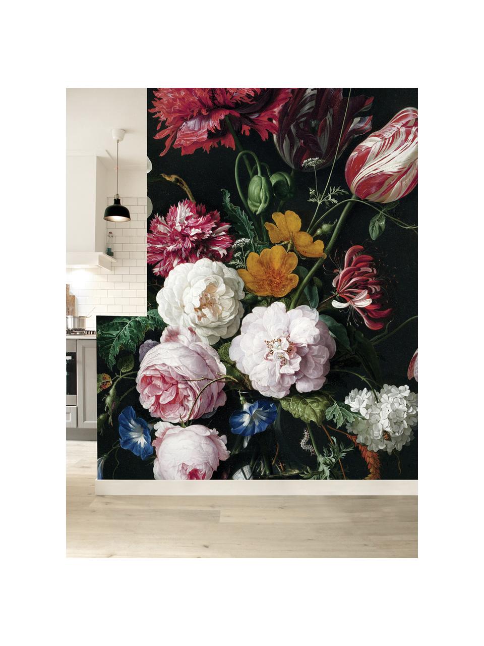 Papel pintado Golden Age Flowers, Tejido no tejido, ecológica y biodegradable, Multicolor mate, An 196 x Al 280 cm