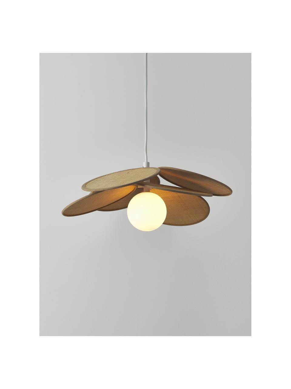 Suspension en fibres naturelles Milani, Beige, blanc, Ø 45 x haut. 150 cm