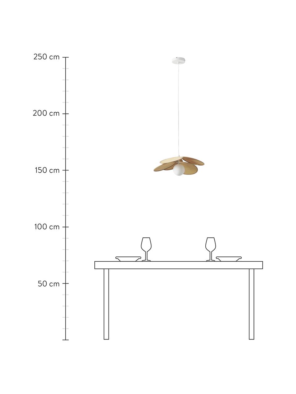 Lámpara de techo de fibras naturales Milani, Estructura: metal con pintura en polv, Pantalla: vidrio, Anclaje: metal con pintura en polv, Cable: plástico, Beige, blanco, Ø 45 x Al 150 cm
